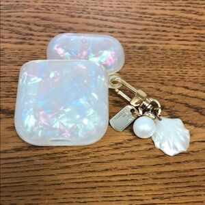 Iridescent AirPods Case with Pearl and Shell Charm